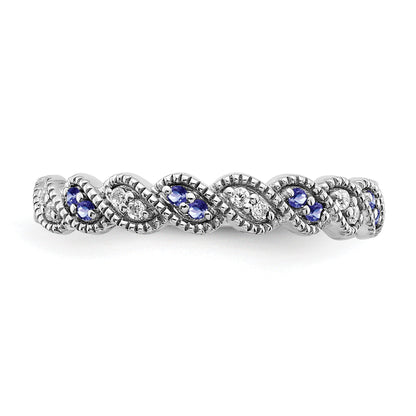 14k White Gold 1/15 carat Diamond and Tanzanite Twist Band