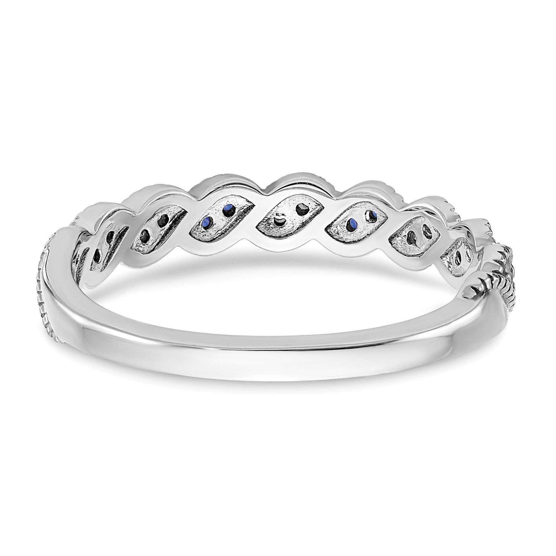 14k White Gold 1/15 carat Diamond and Tanzanite Twist Band