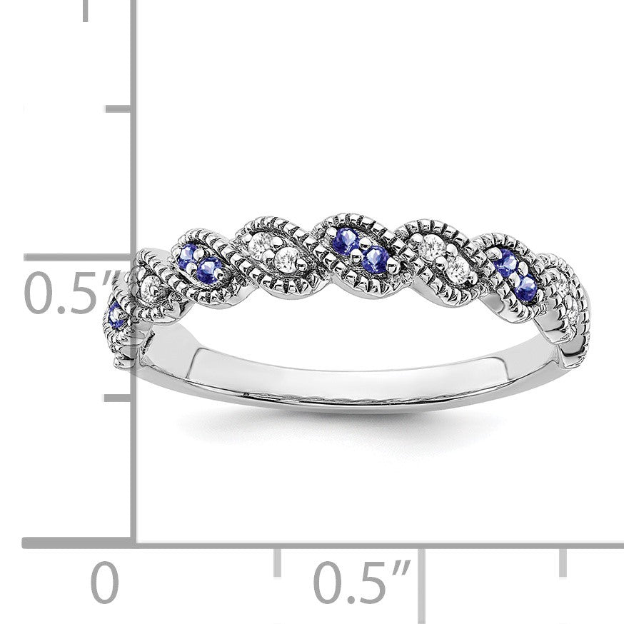 14k White Gold 1/15 carat Diamond and Tanzanite Twist Band