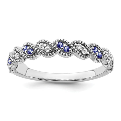 14k White Gold 1/15 carat Diamond and Tanzanite Twist Band