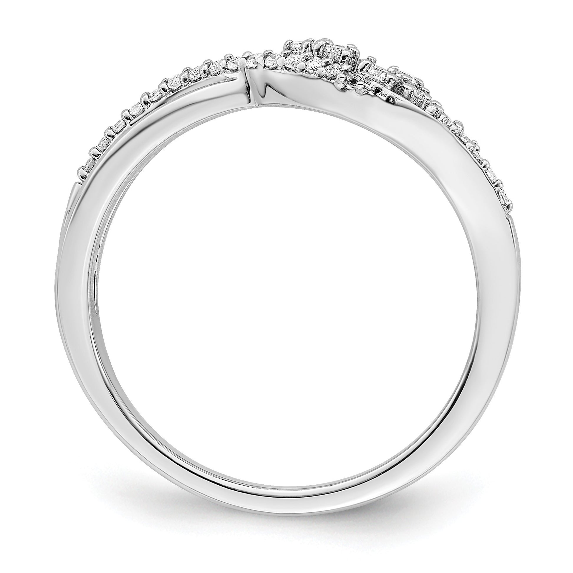 14k White Gold Polished Fancy Florina Wave 1/6 carat Diamond Ring