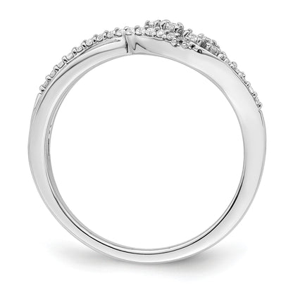 14k White Gold Polished Fancy Florina Wave 1/6 carat Diamond Ring