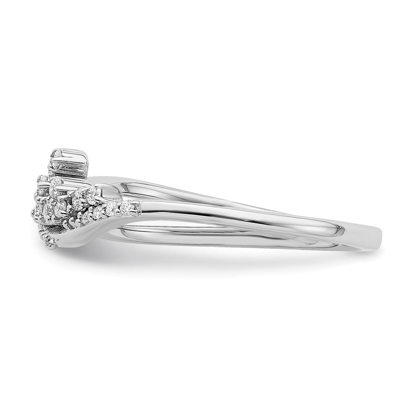 14k White Gold Polished Fancy Florina Wave 1/6 carat Diamond Ring