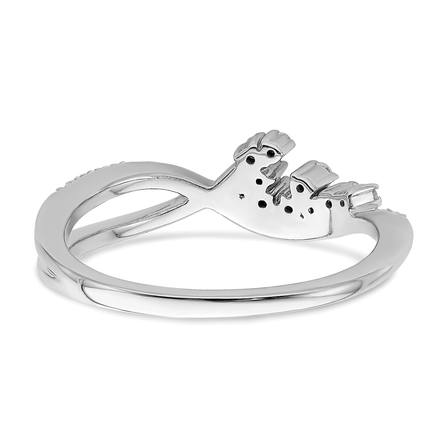 14k White Gold Polished Fancy Florina Wave 1/6 carat Diamond Ring