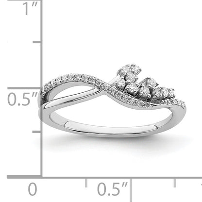 14k White Gold Polished Fancy Florina Wave 1/6 carat Diamond Ring