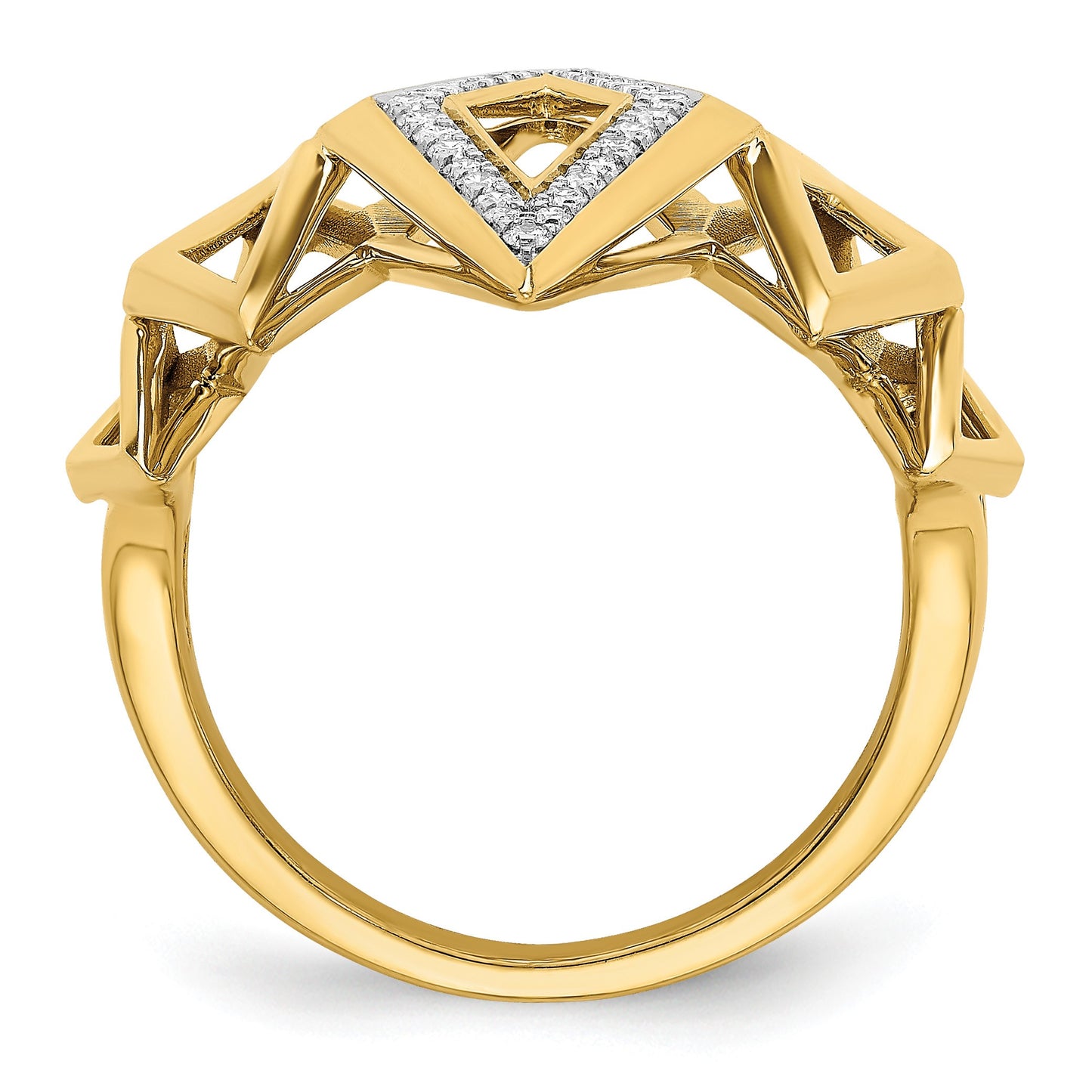 14k Polished 1/5 carat Diamond Fancy Geometric Ring