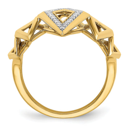 14k Polished 1/5 carat Diamond Fancy Geometric Ring