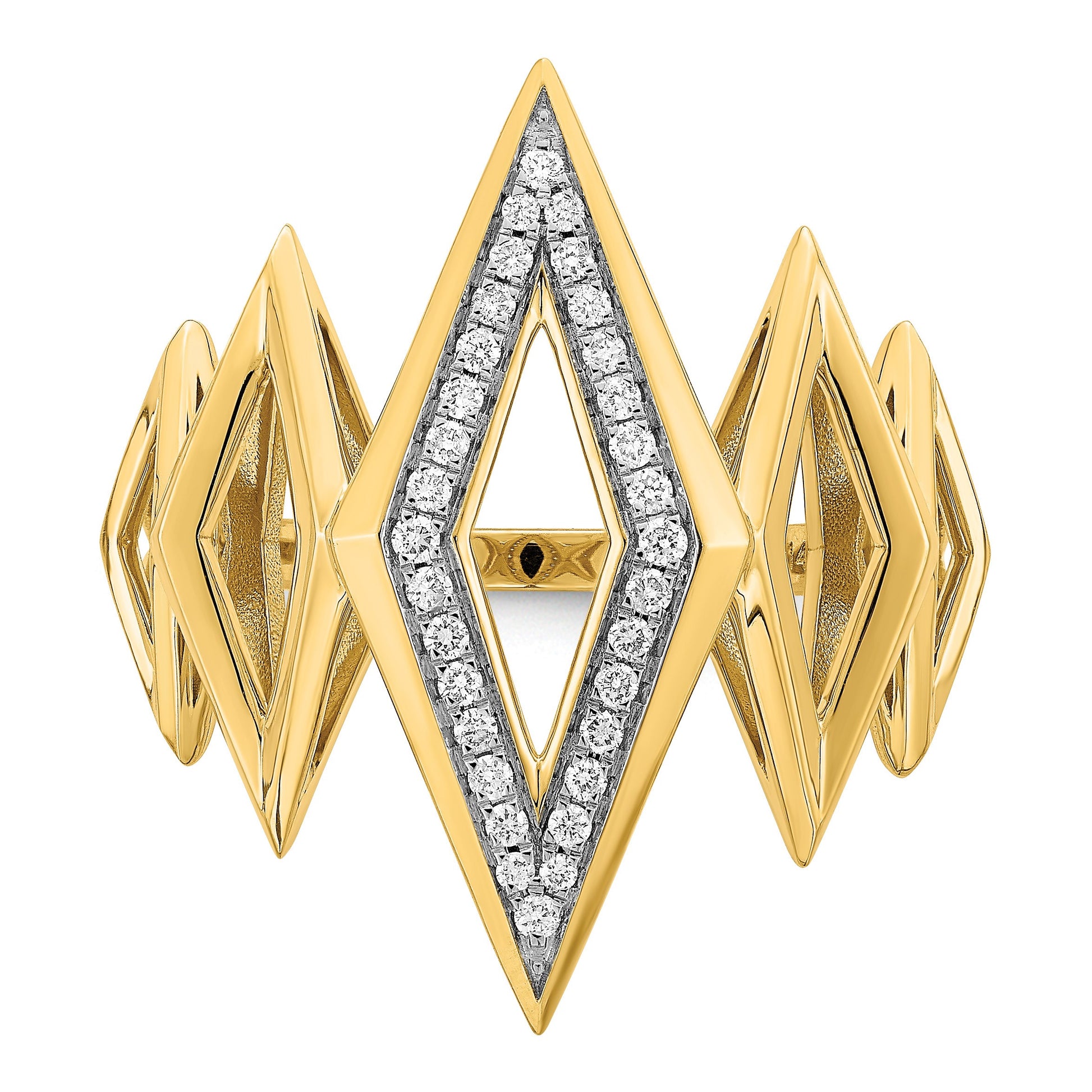14k Polished 1/5 carat Diamond Fancy Geometric Ring