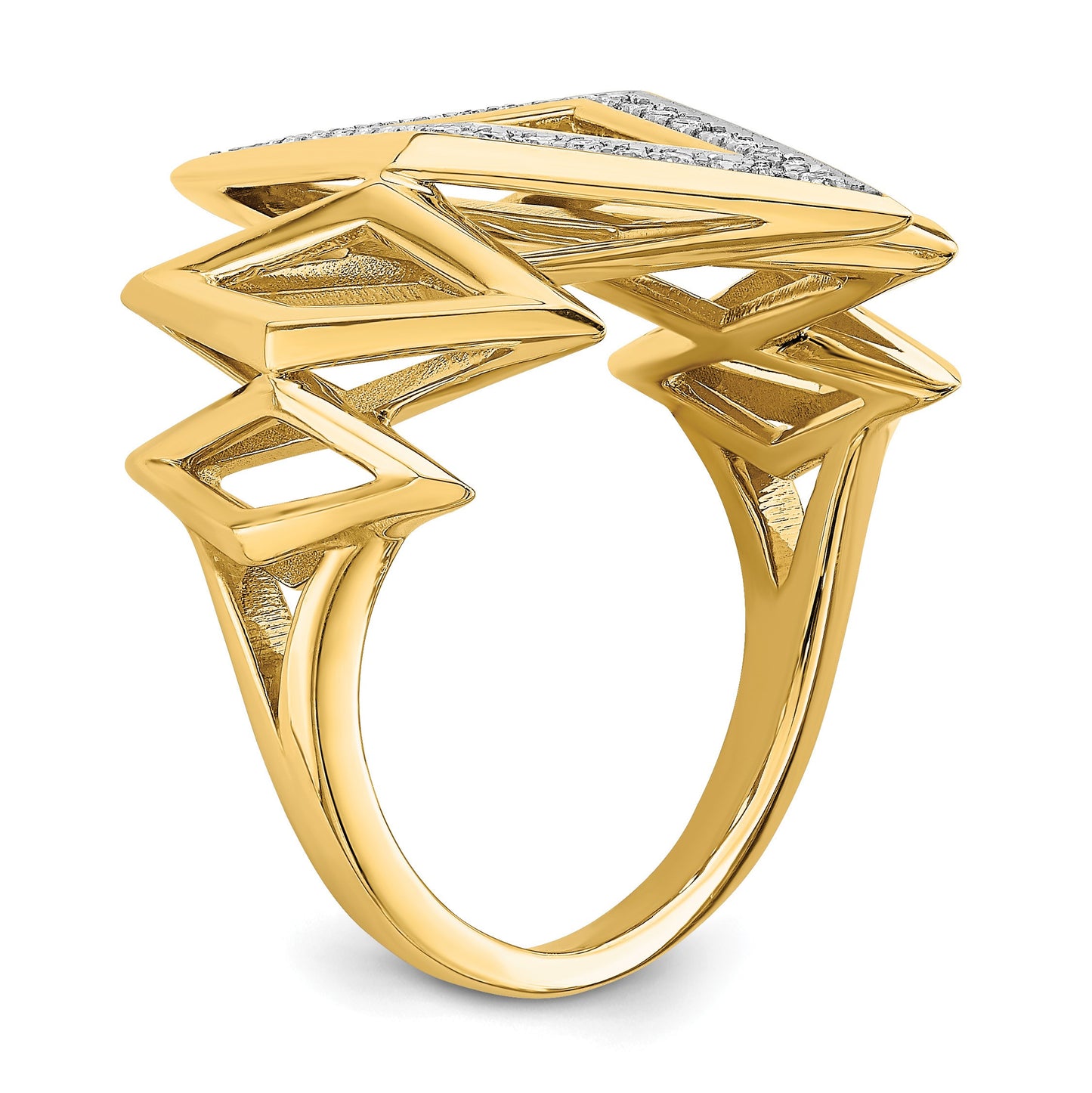 14k Polished 1/5 carat Diamond Fancy Geometric Ring