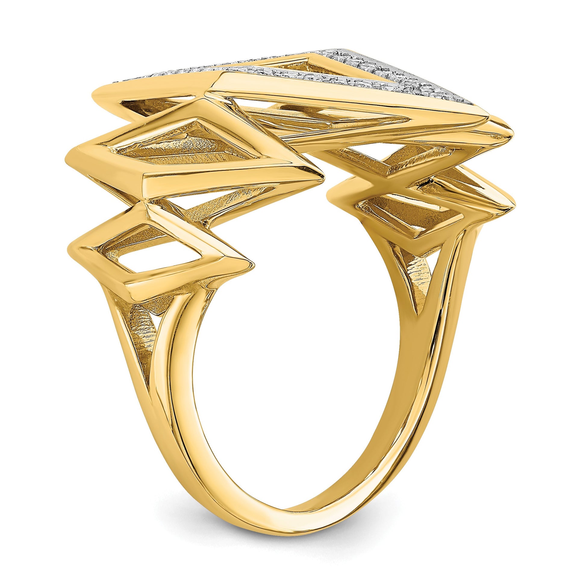 14k Polished 1/5 carat Diamond Fancy Geometric Ring
