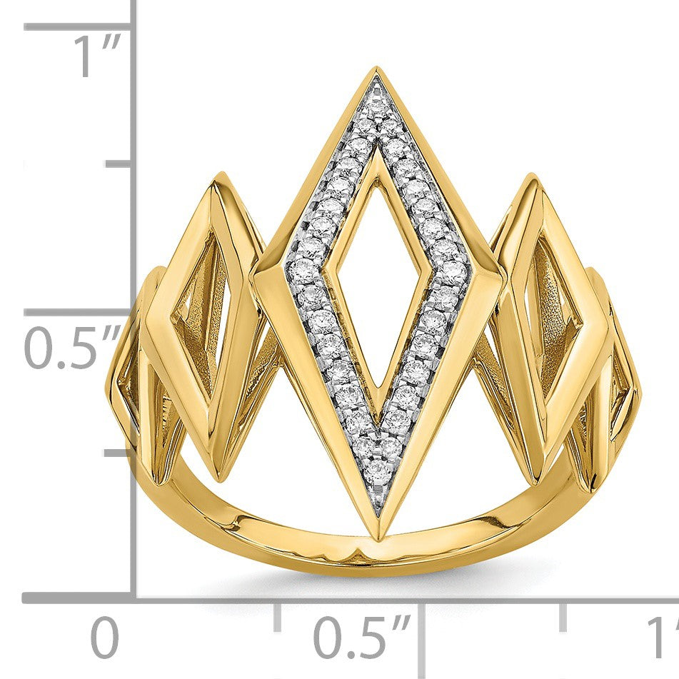 14k Polished 1/5 carat Diamond Fancy Geometric Ring