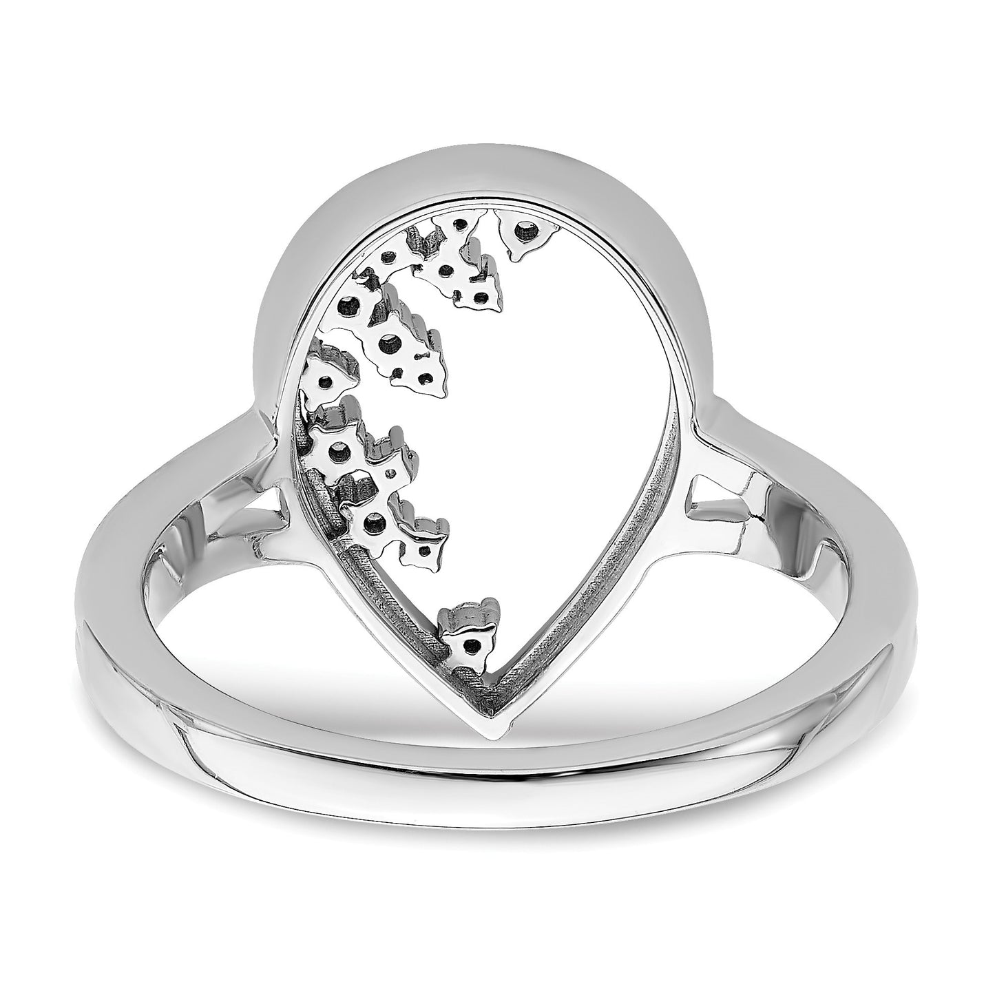 14k White Gold Polished 1/8 carat Diamond Teardrop Ring