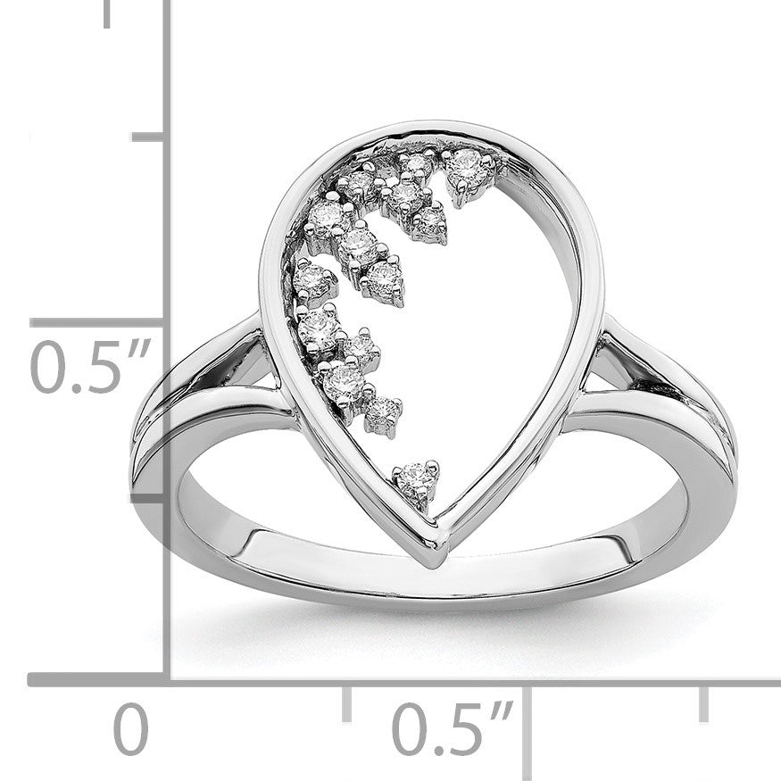 14k White Gold Polished 1/8 carat Diamond Teardrop Ring