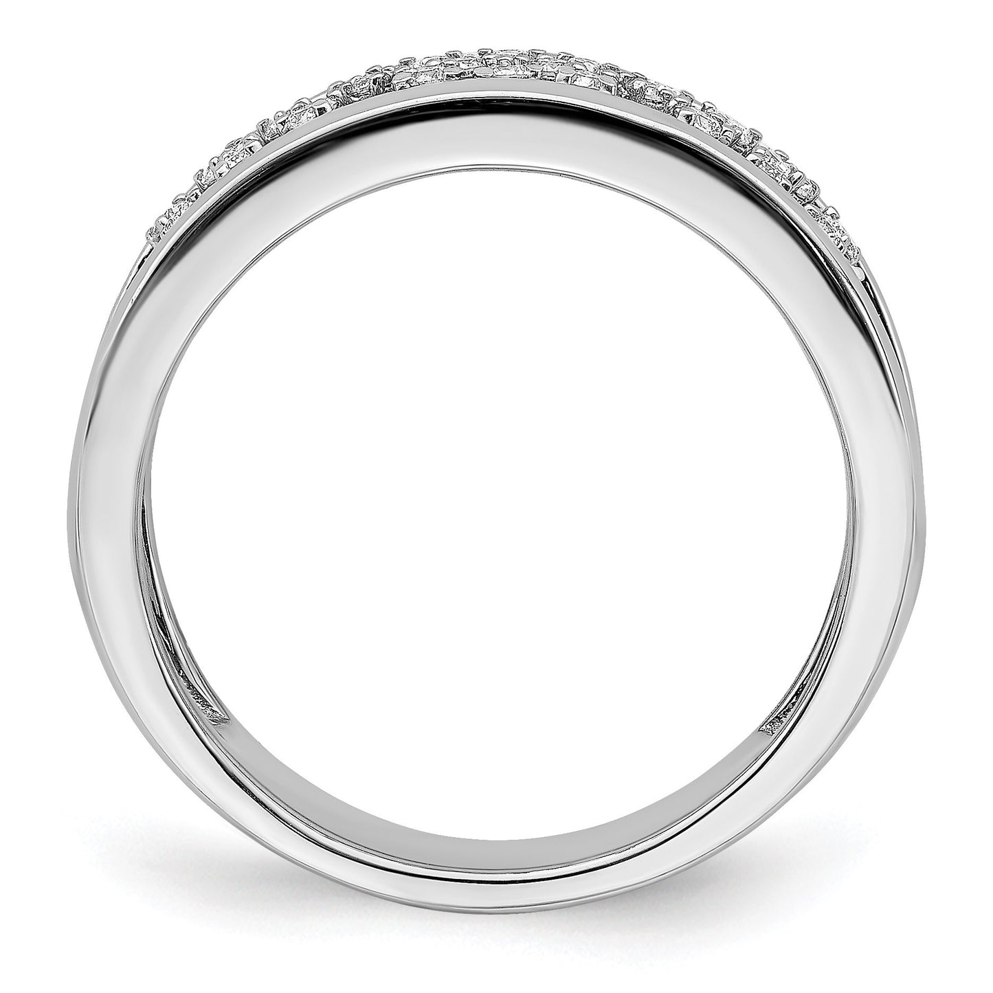 14k White Gold Polished 1/5 carat Diamond Fancy Band