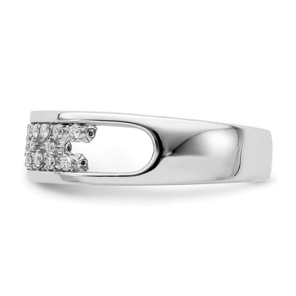 14k White Gold Polished 1/5 carat Diamond Fancy Band