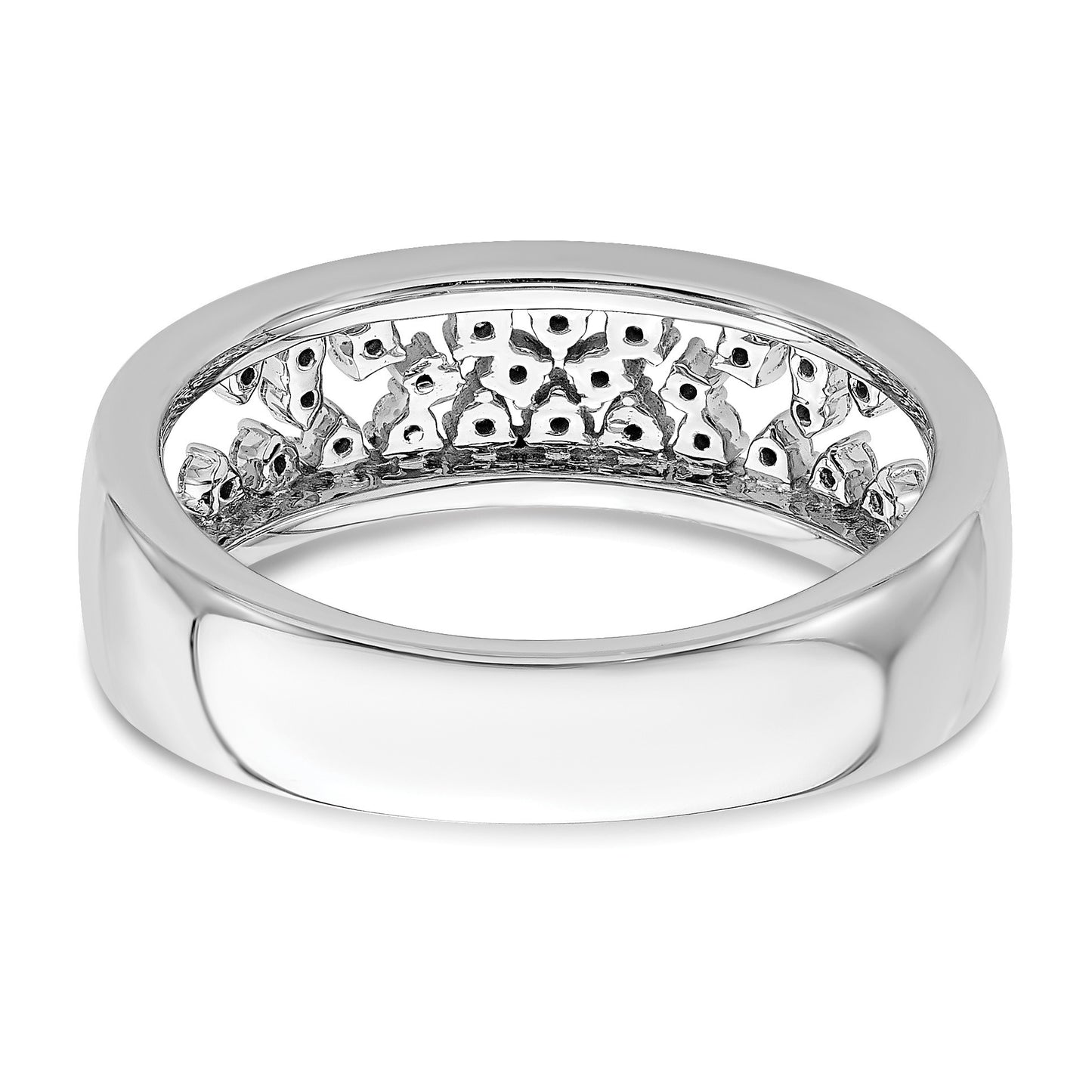 14k White Gold Polished 1/5 carat Diamond Fancy Band