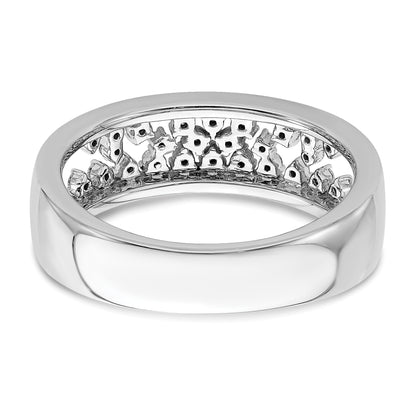 14k White Gold Polished 1/5 carat Diamond Fancy Band