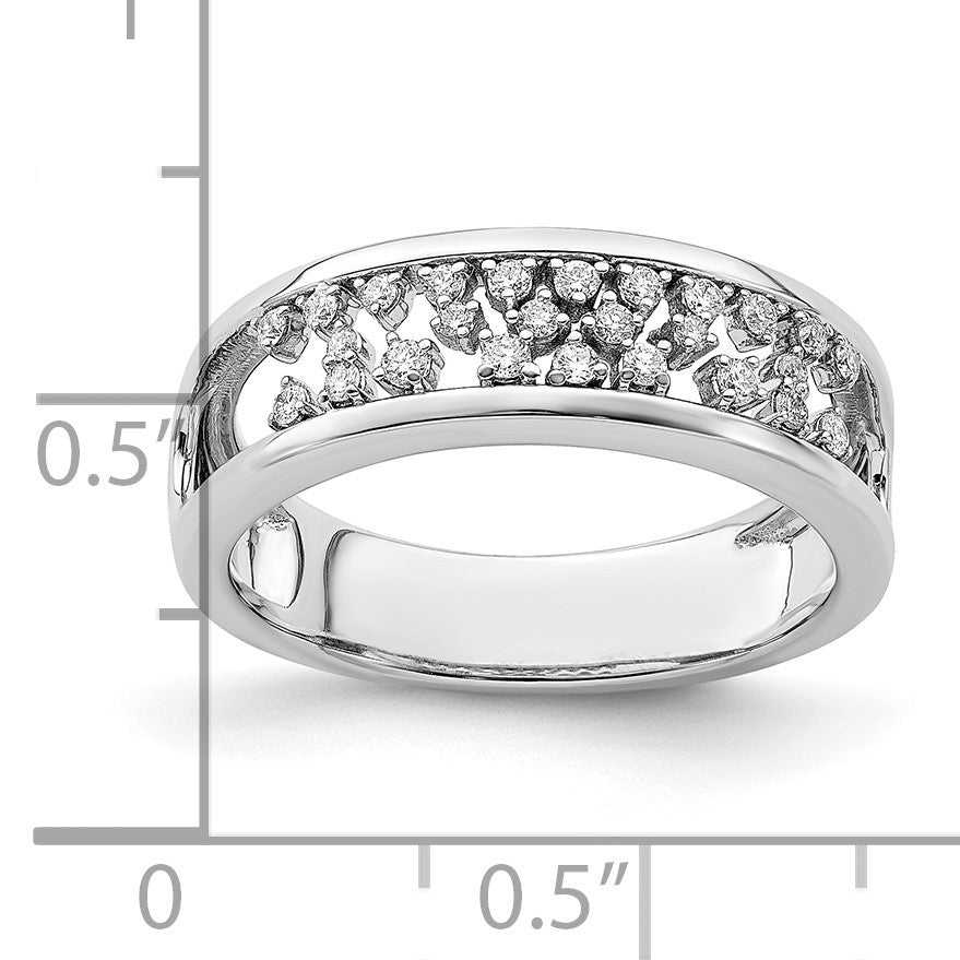 14k White Gold Polished 1/5 carat Diamond Fancy Band