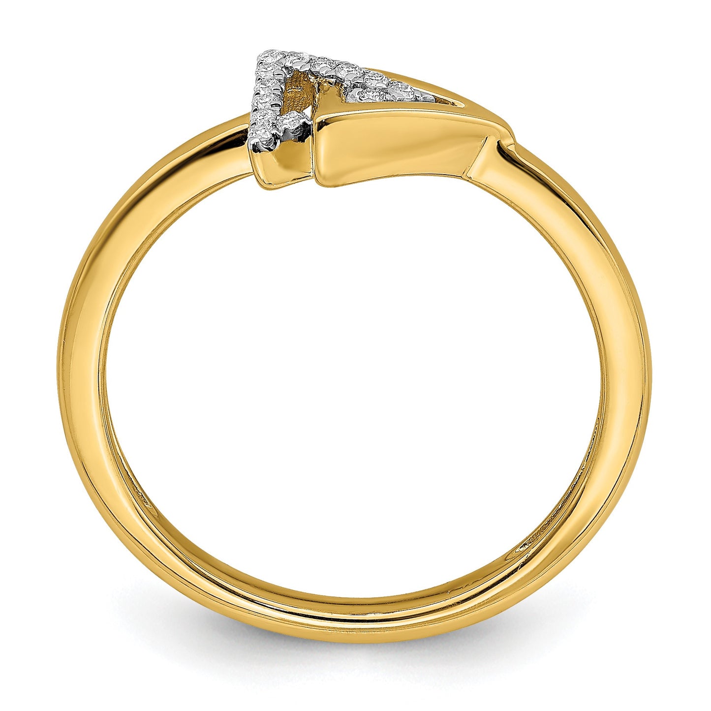 14k Polished 1/20 carat Diamond Double Triangle Ring