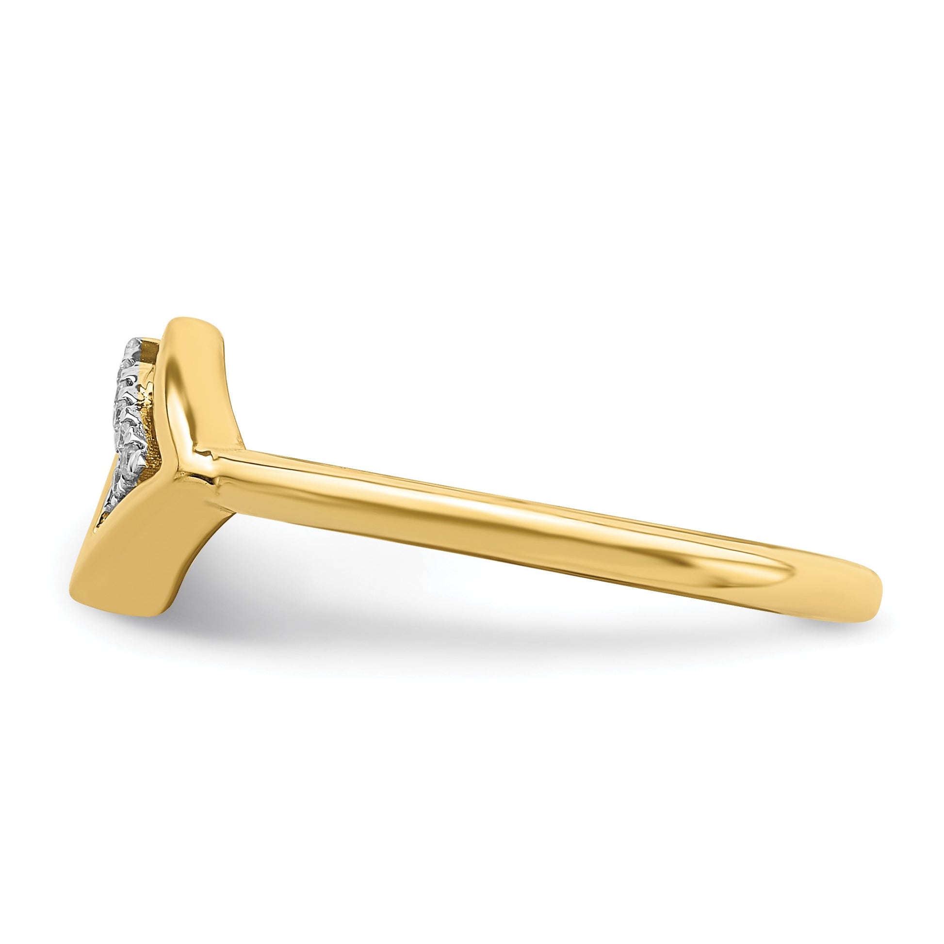 14k Polished 1/20 carat Diamond Double Triangle Ring