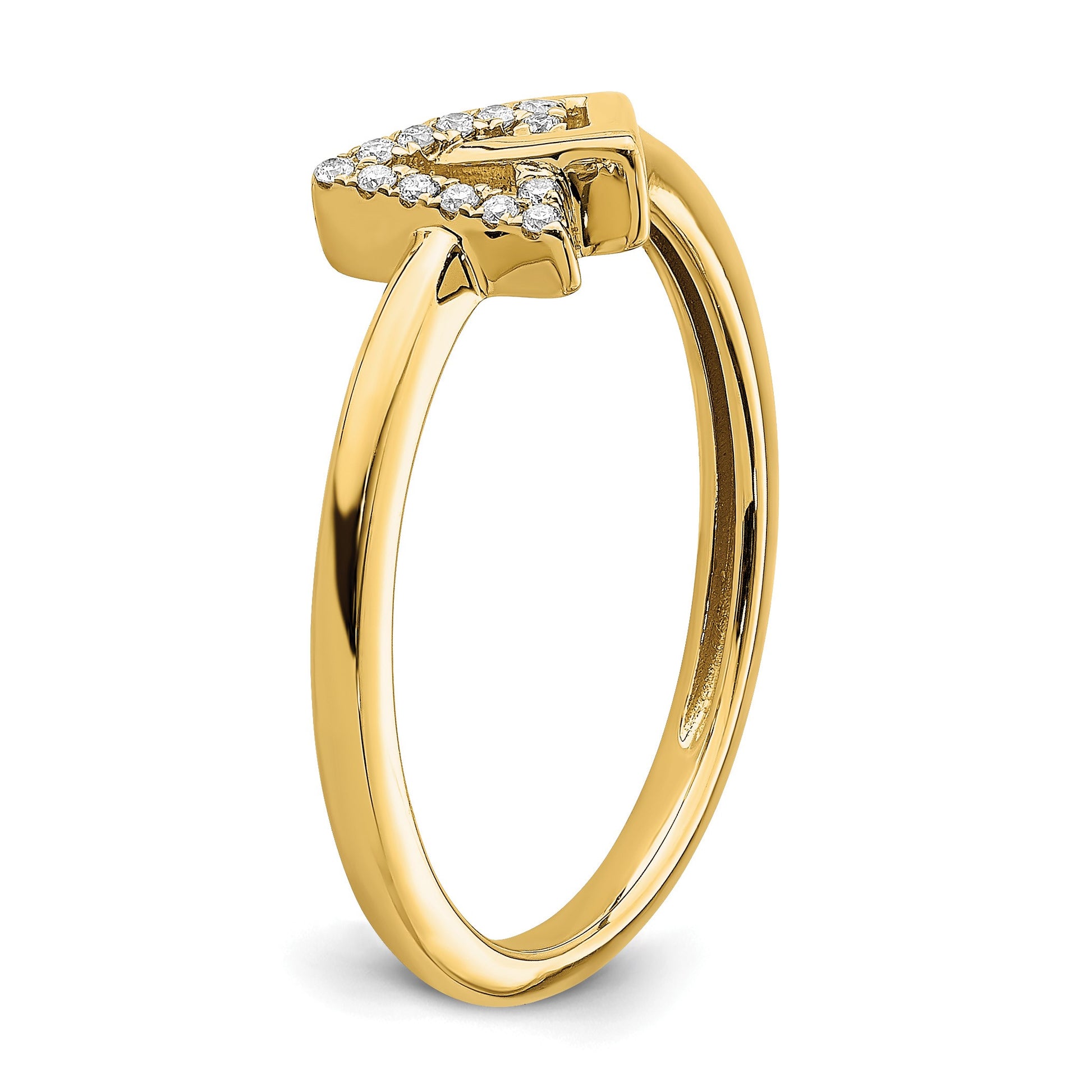 14k Polished 1/20 carat Diamond Double Triangle Ring