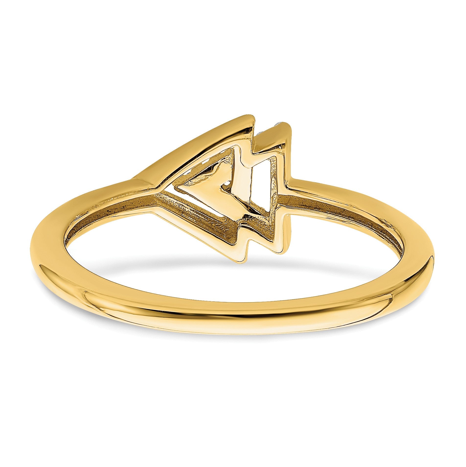 14k Polished 1/20 carat Diamond Double Triangle Ring