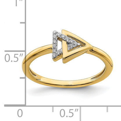 14k Polished 1/20 carat Diamond Double Triangle Ring