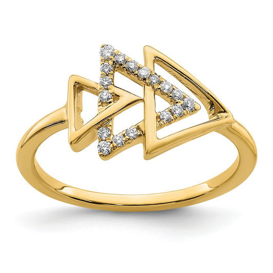 14k Polished 1/10 carat Diamond Triple Triangle Ring
