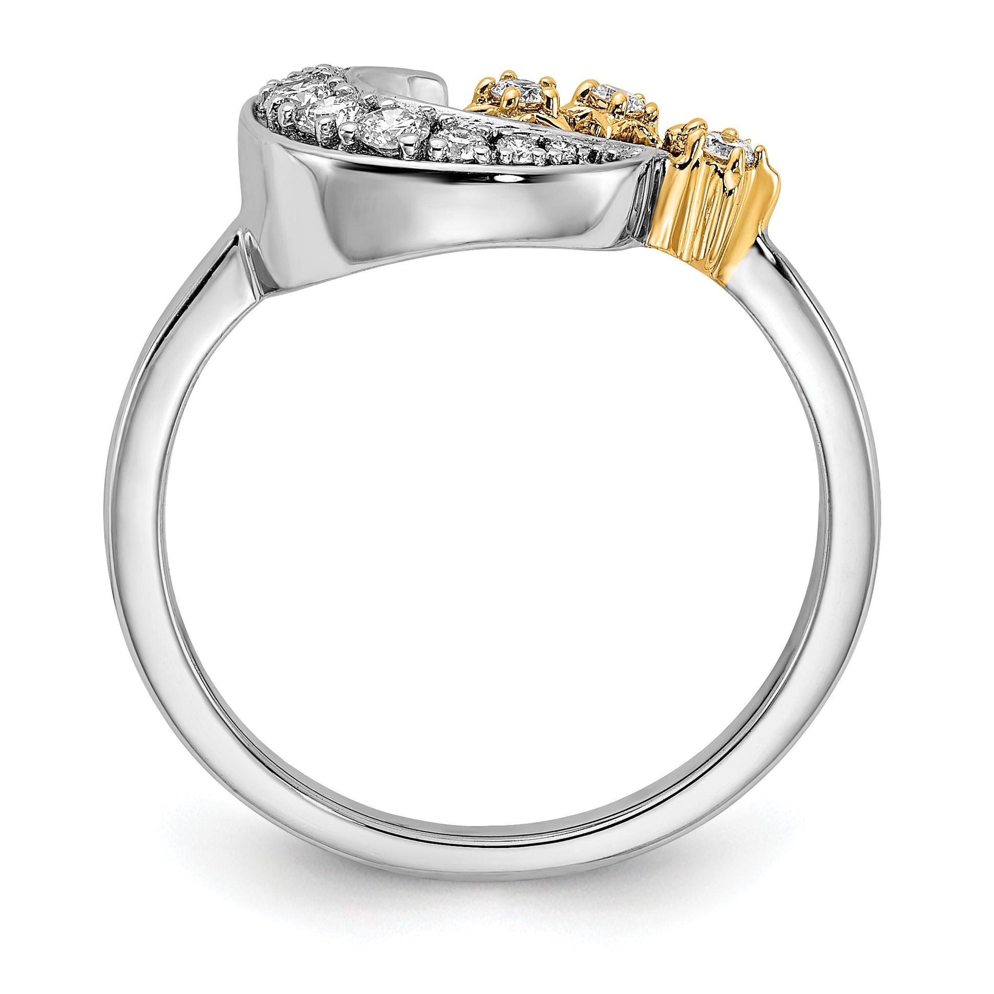 14k Two-tone 1/5 carat Diamond Moon with Three Stars Ring
