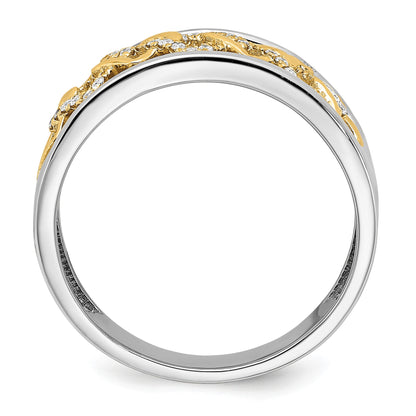 14k Two-tone Polished 1/8 carat Diamond Fancy Squares Ring