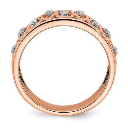 14k Rose Gold Polished 1/6 carat Diamond Fancy Filigree Band