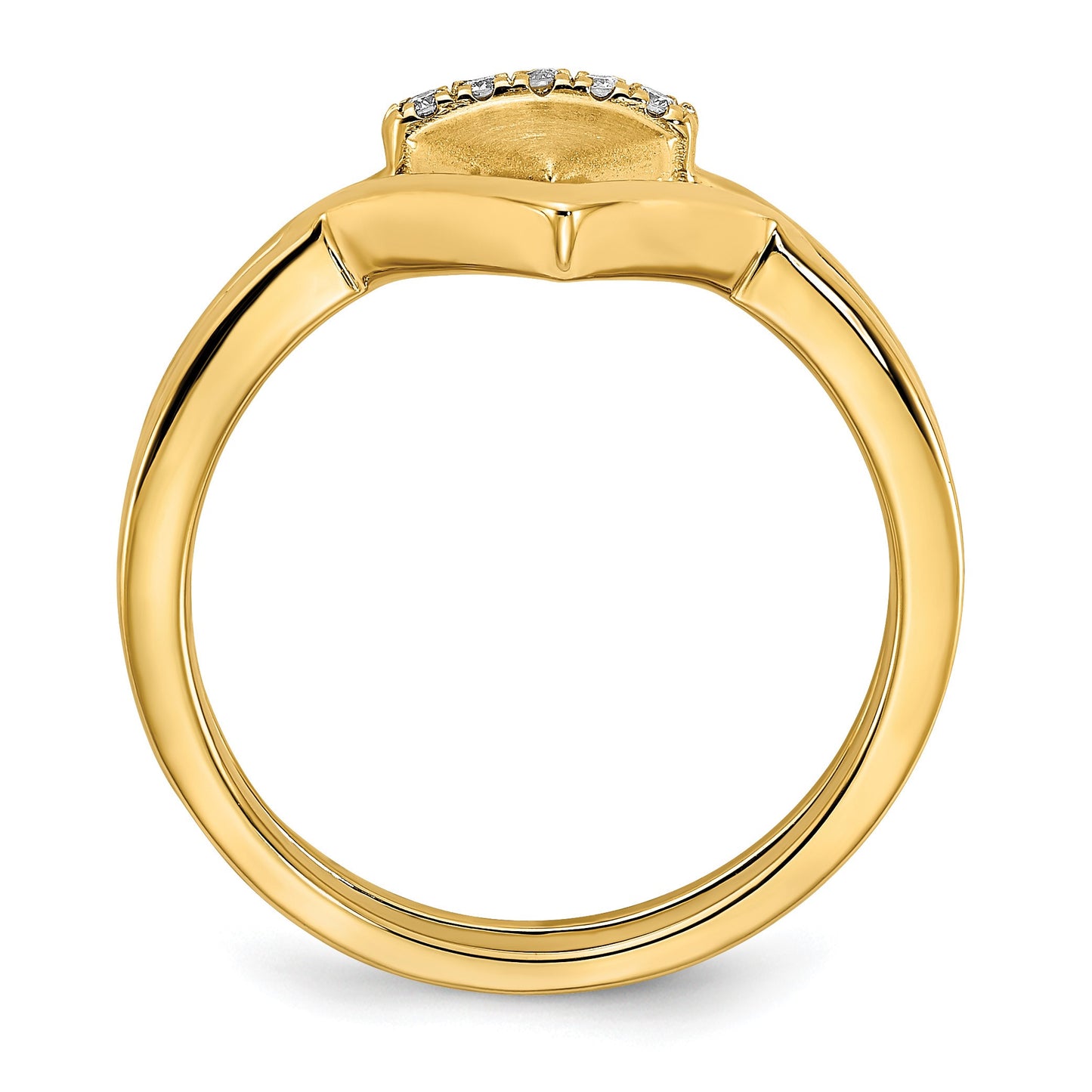 14k Satin and Polished 1/20 carat Diamond Double Triangle Ring