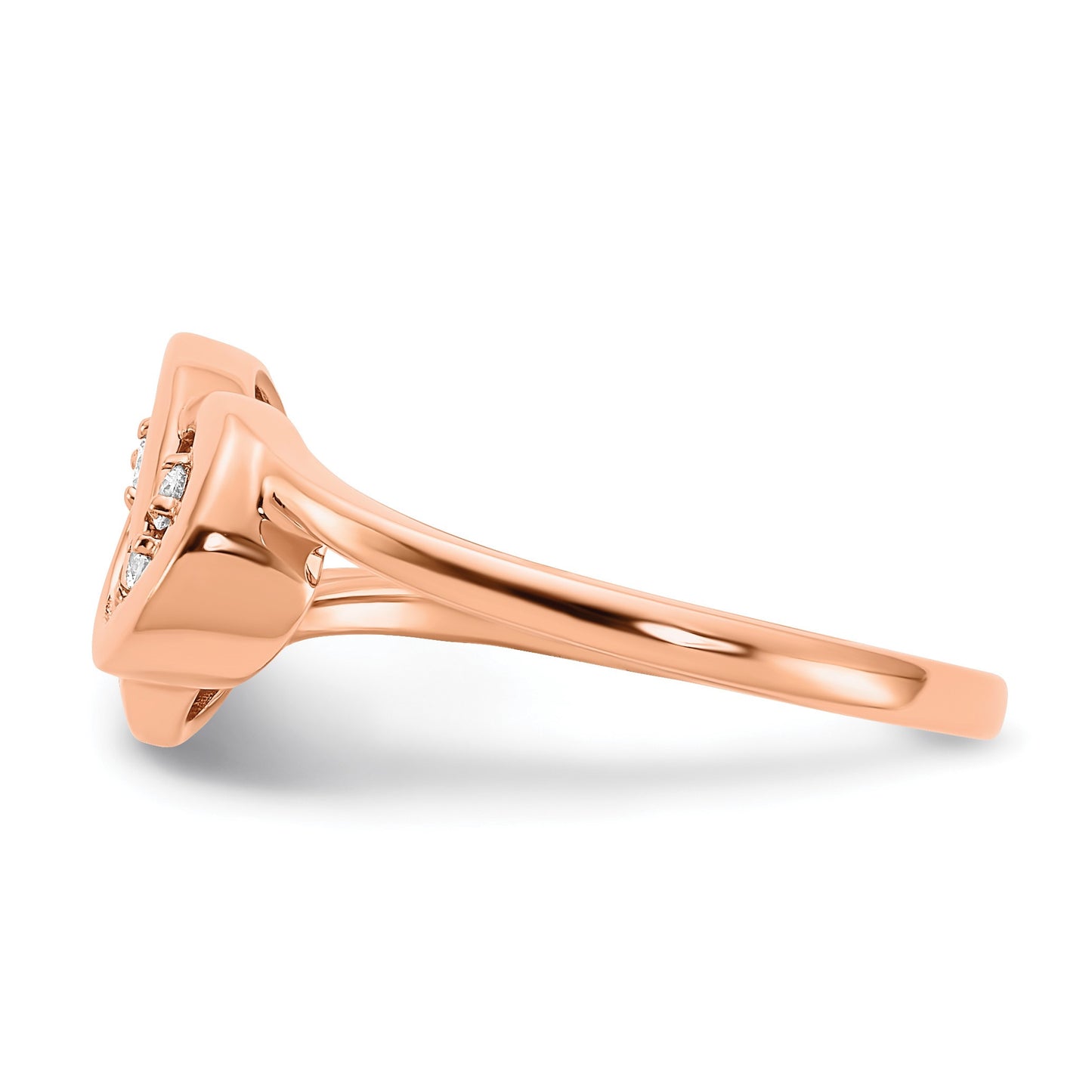 14k Rose Gold Polished 1/6 carat Diamond Double Circle Ring