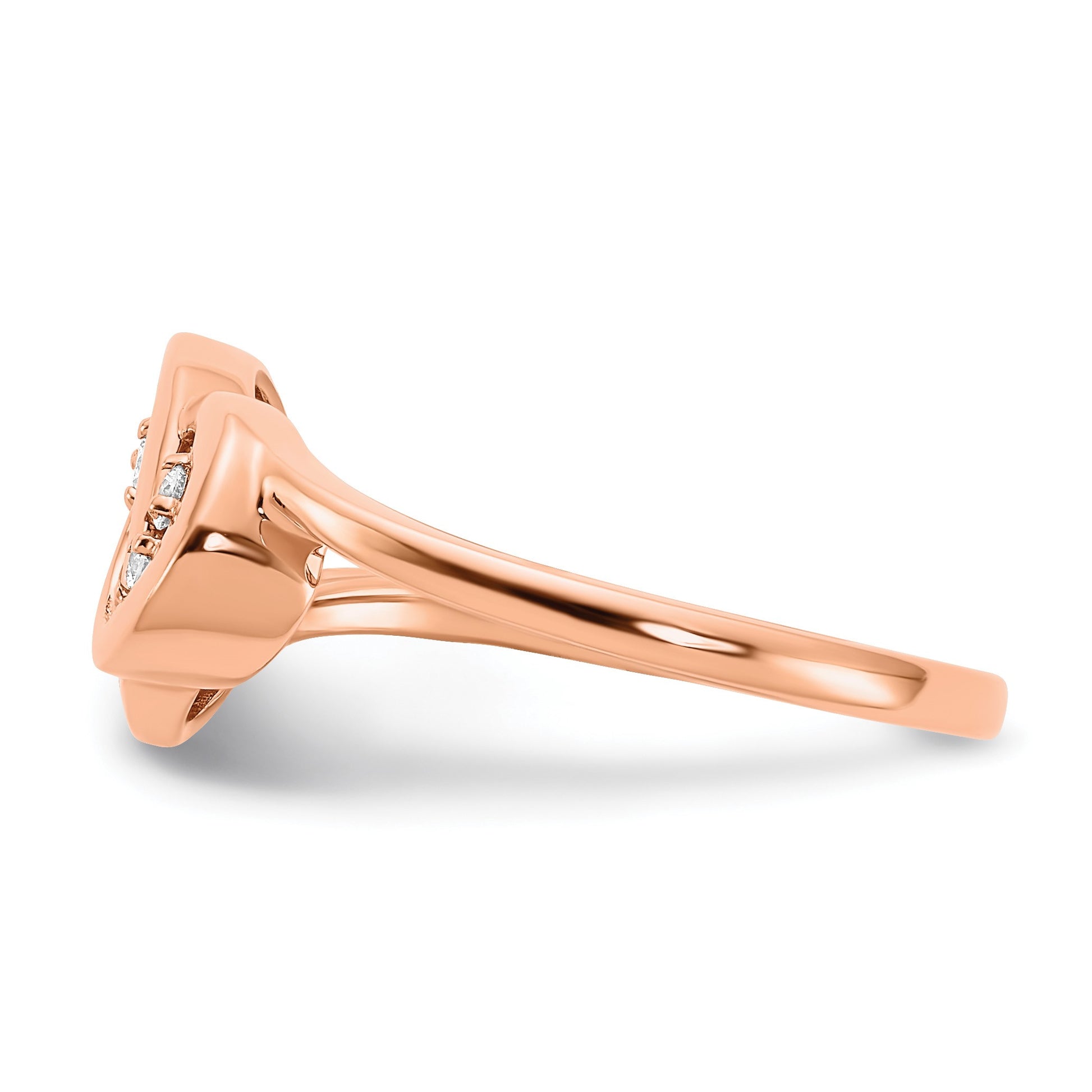 14k Rose Gold Polished 1/6 carat Diamond Double Circle Ring