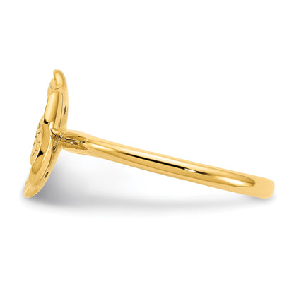 14k Polished and Textured 1/8 carat Diamond Flower Ring
