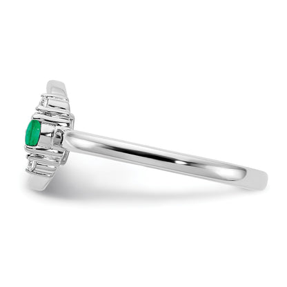 14k White Polished 1/15 carat Diamond and 2.8mm Round Emerald Circle Ring