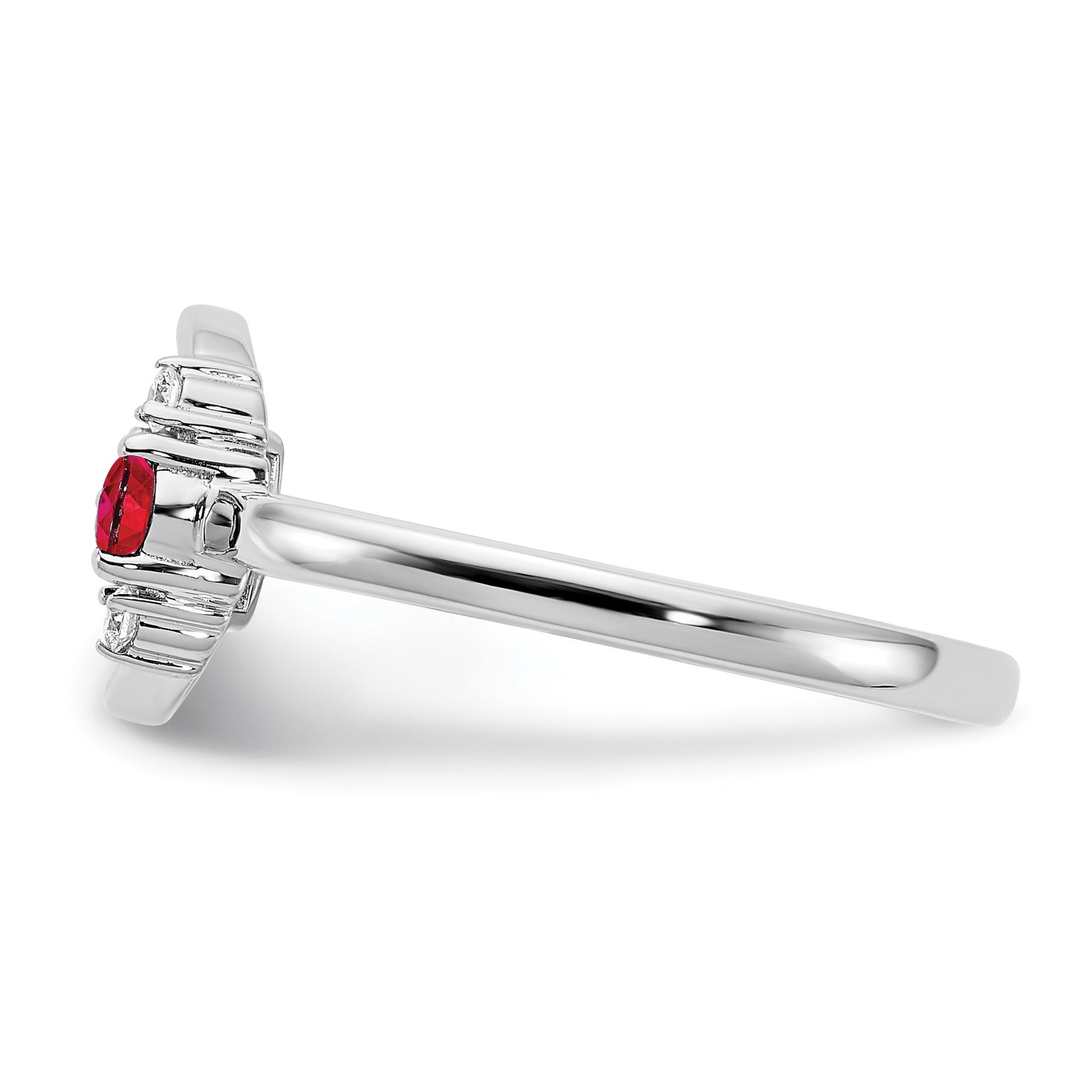 14k White Polished 1/15 carat Diamond and 2.8mm Round Ruby Circle Ring