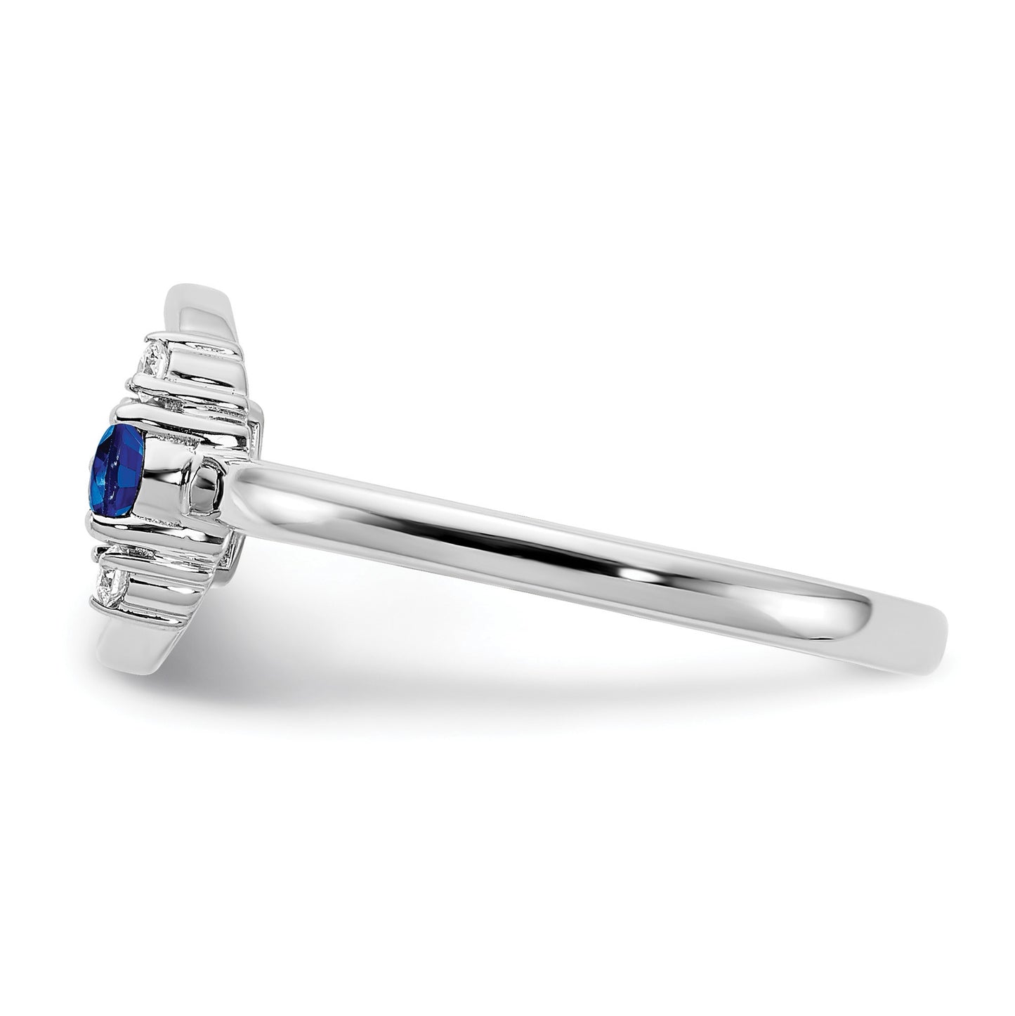 14k White Polished 1/15 carat Diamond and 2.8mm Round Blue Sapphire Circle Ring