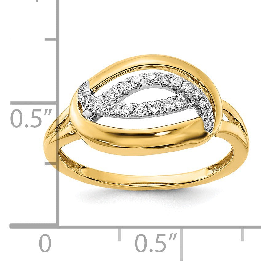 14k Polished 1/6 carat Diamond Oval Ring