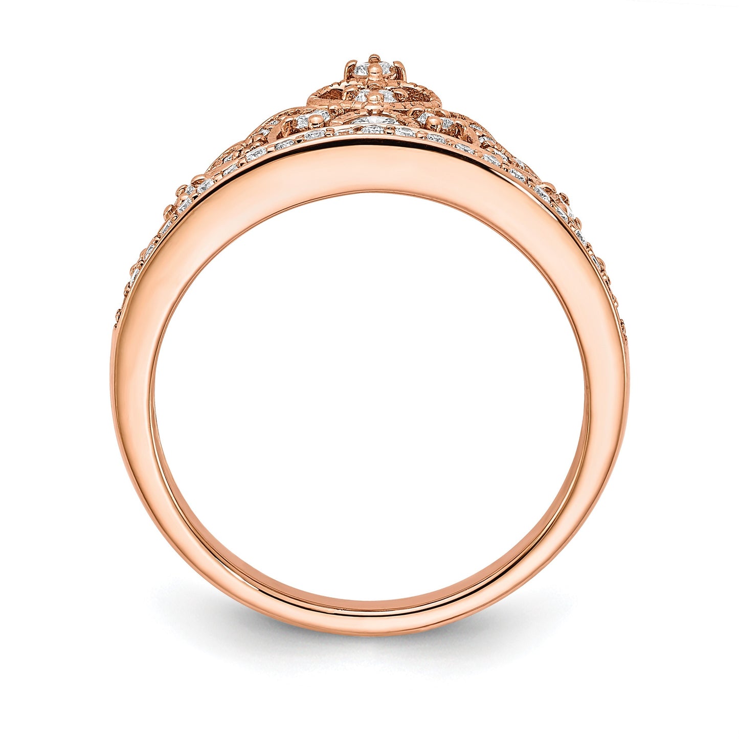 14k Rose Gold Polished 3/8 carat Diamond Tiara Ring