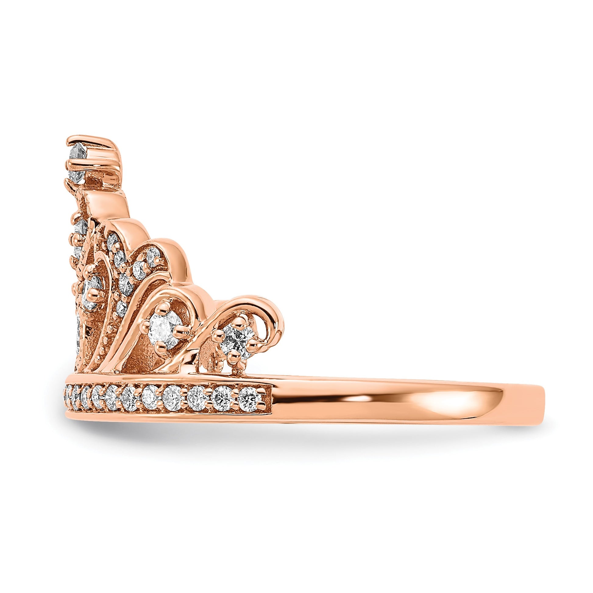 14k Rose Gold Polished 3/8 carat Diamond Tiara Ring
