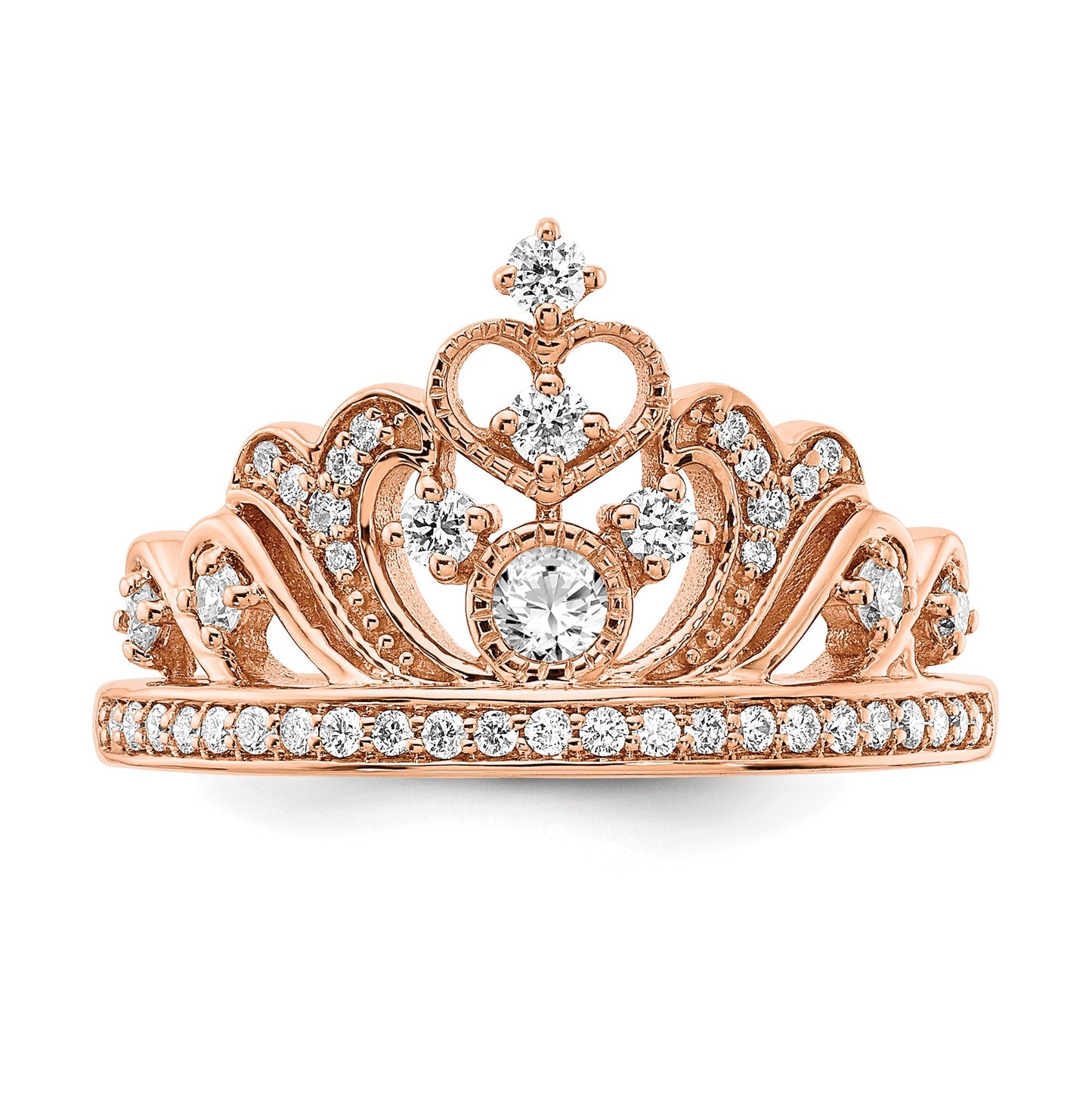14k Rose Gold Polished 3/8 carat Diamond Tiara Ring