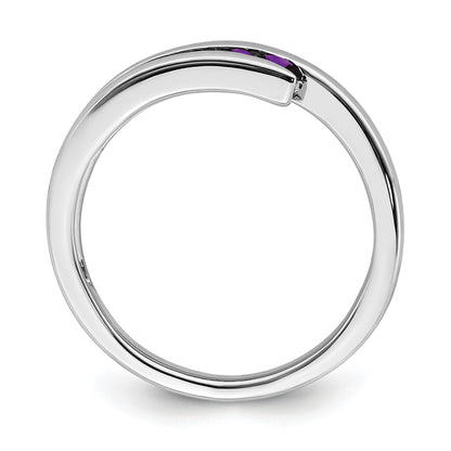 14k White Gold Graduated Round Amethyst 4-stone Ring