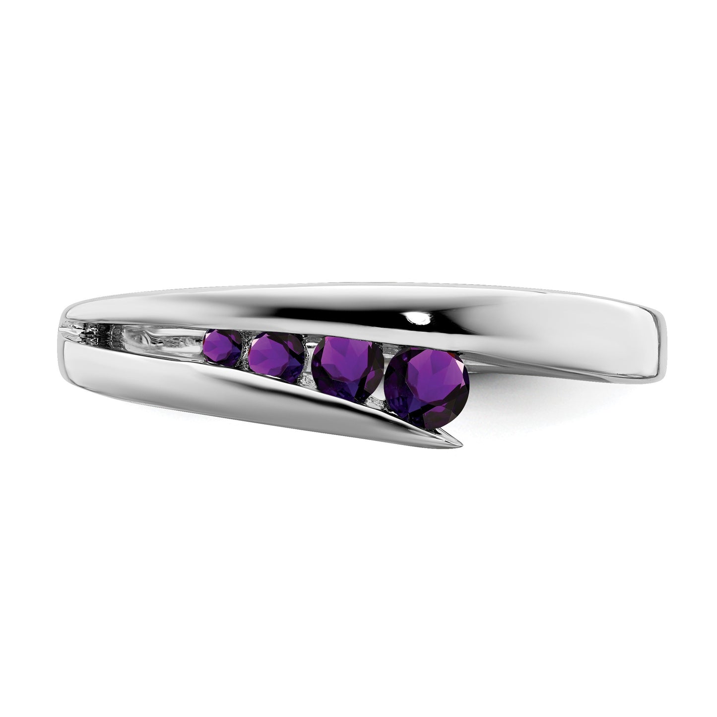 14k White Gold Graduated Round Amethyst 4-stone Ring