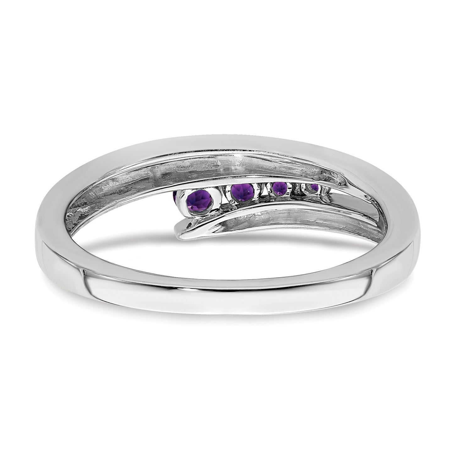 14k White Gold Graduated Round Amethyst 4-stone Ring