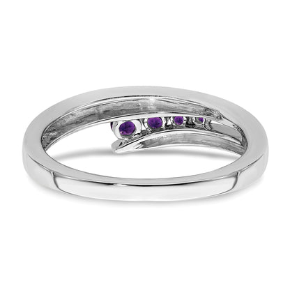 14k White Gold Graduated Round Amethyst 4-stone Ring