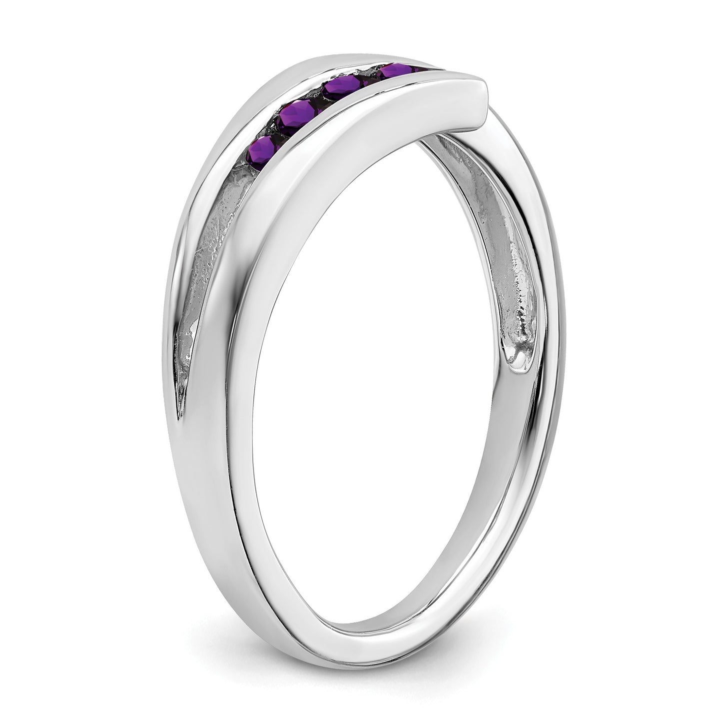 14k White Gold Graduated Round Amethyst 4-stone Ring
