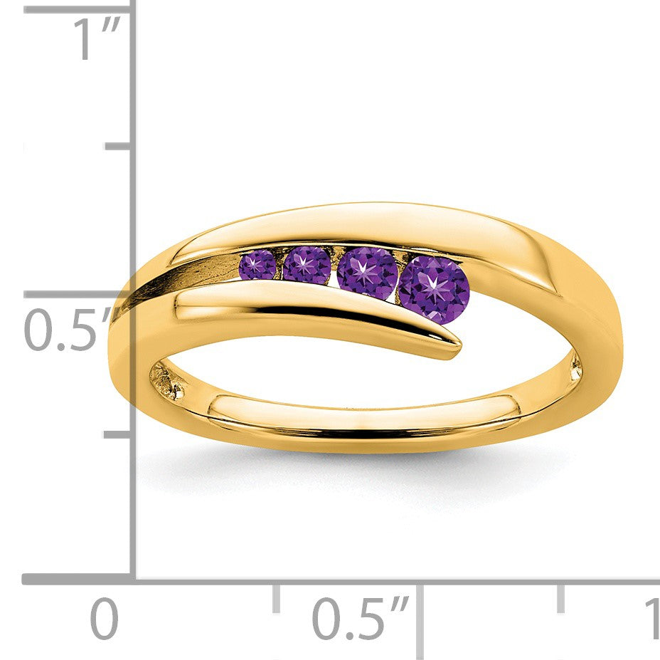 14k Graduated Round Amethyst 4-stone Ring