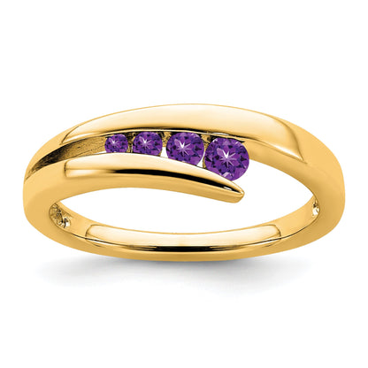 14k Graduated Round Amethyst 4-stone Ring