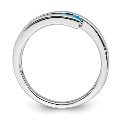 14k White Gold Graduated Round Blue Topaz 4-stone Ring